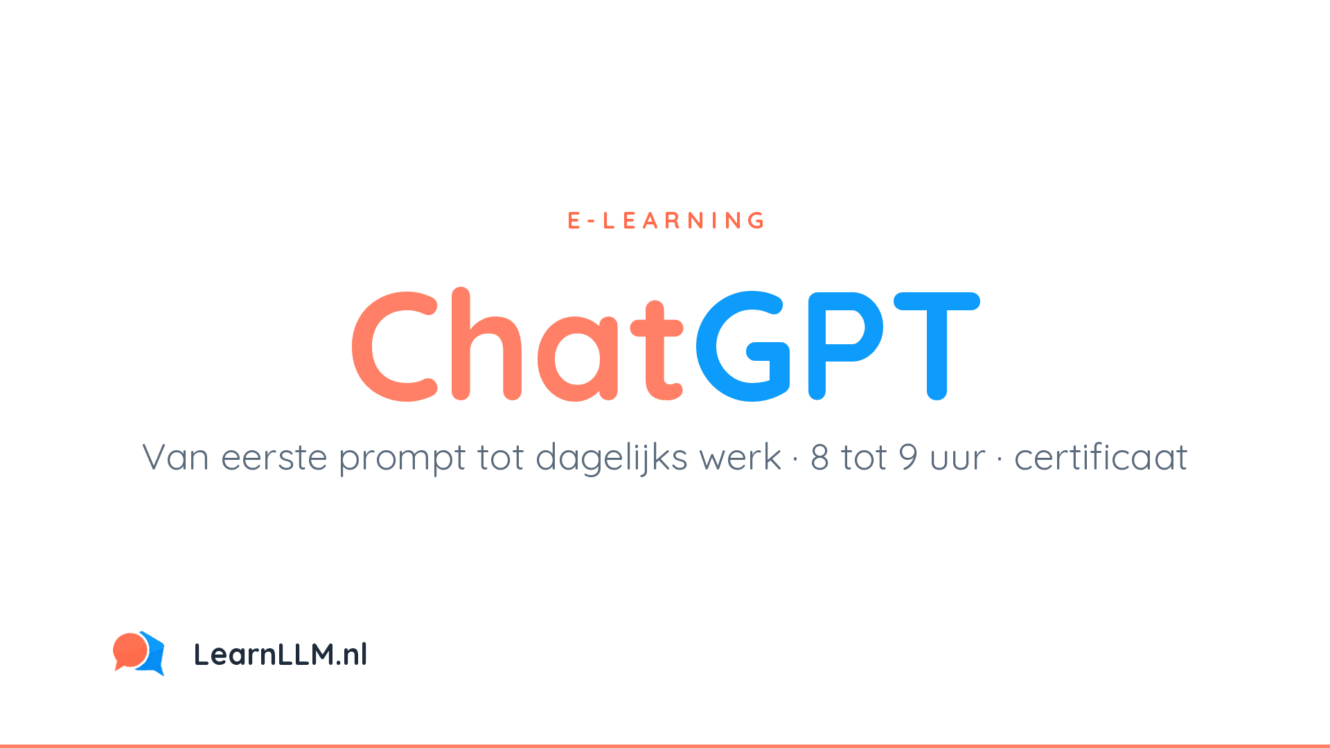ChatGPT cursus van LearnLLM, online e-learning van 8 tot 9 uur met certificaat